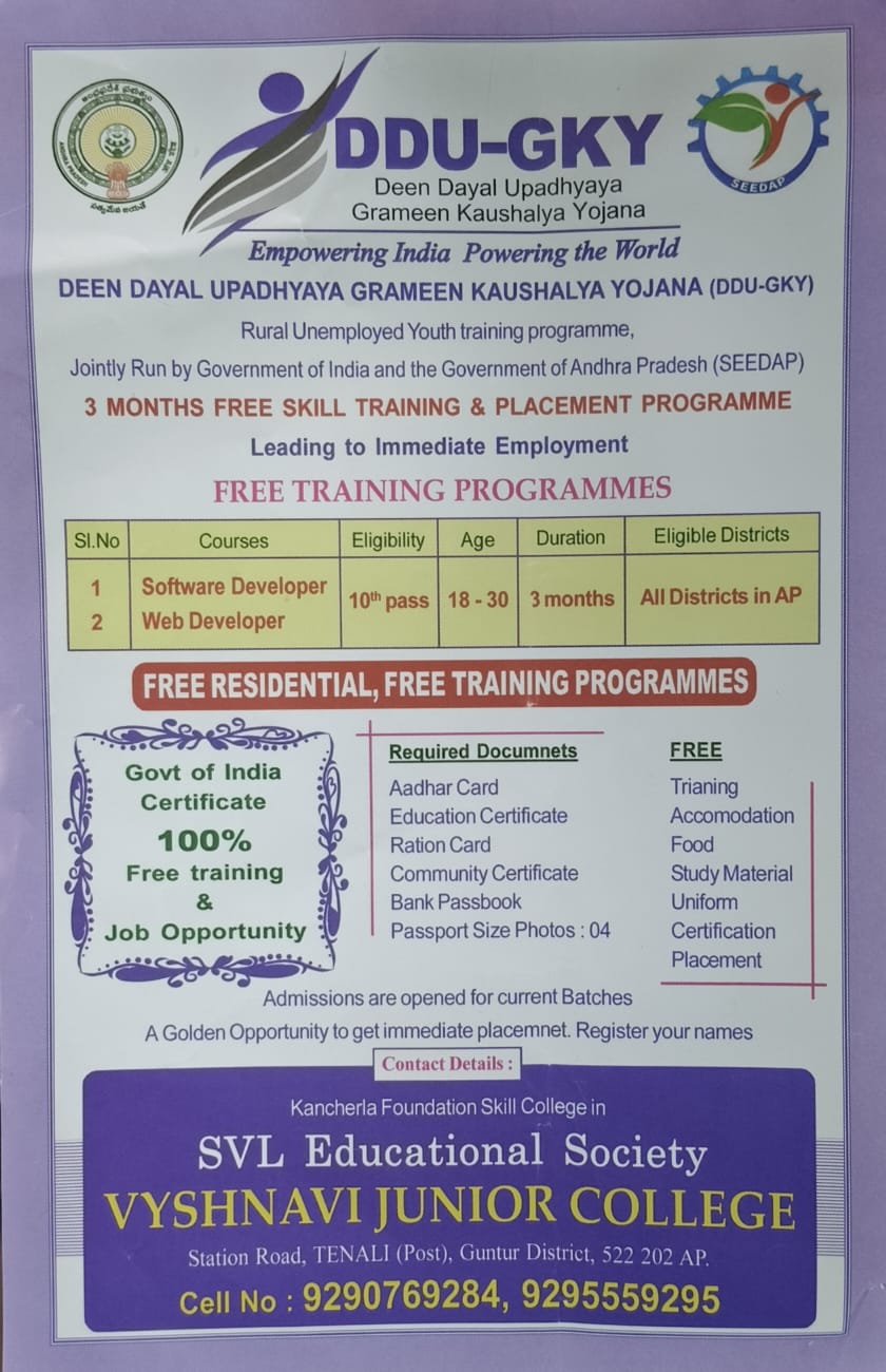 DDU-GKY free skill training and placement programme poster